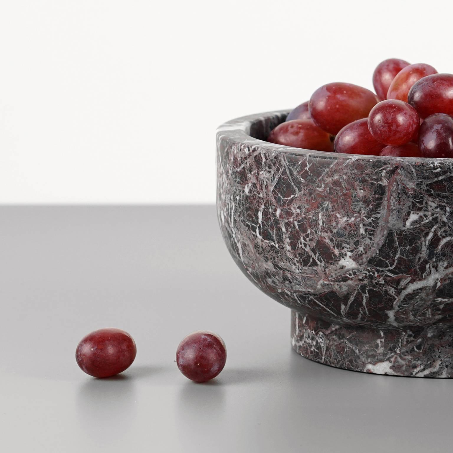 New Modern Bowl in Red Levanto Marble creator Cristoforo Trapani Stock For Sale 1