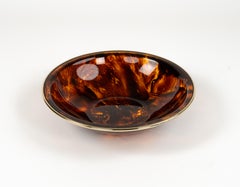 Bowl in Tortoiseshell Lucite Effect and Brass Christian Dior Style, Italy 1970s
