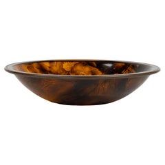 Bowl in Tortoiseshell Lucite Effect and Brass Christian Dior Style, Italy 1970s