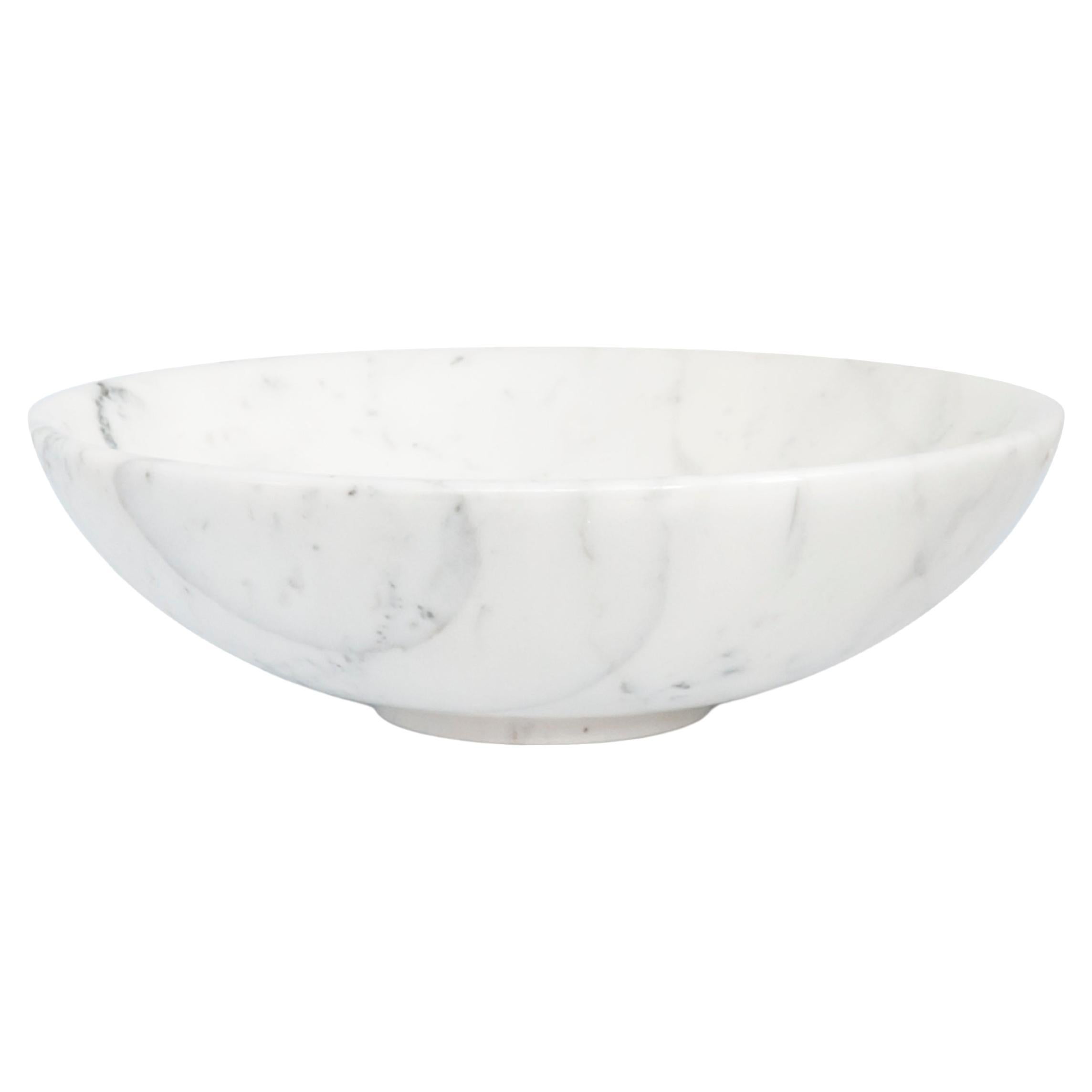 Handmade Big Fruit Bowl in White Carrara Marble