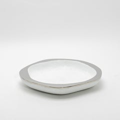 Modern Bowl in White Shagreen with Stainless Steel Details by R&Y Augousti