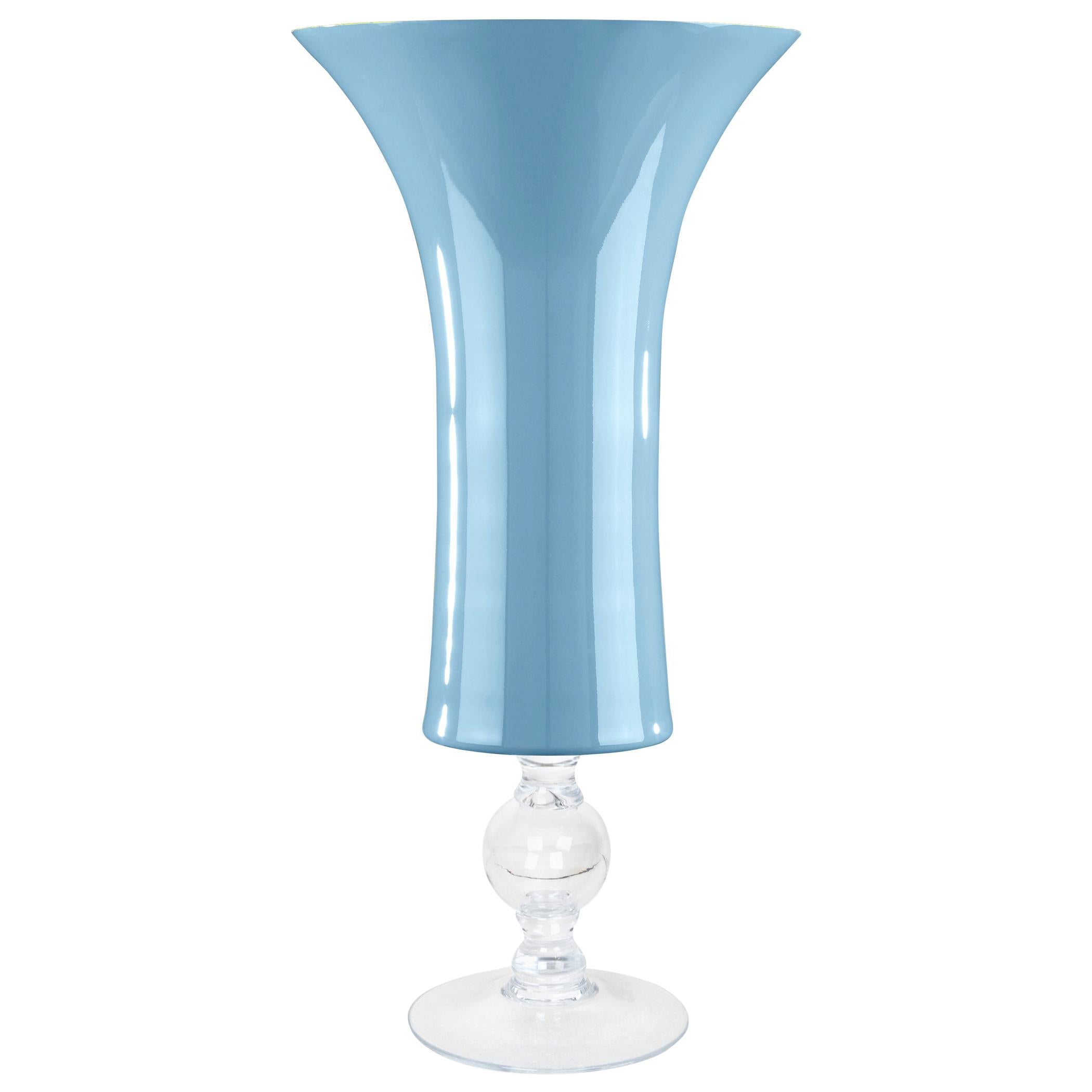 Bowl Laura Big, Purist Blue Color, 2020 Trend, in Glass, Italy