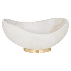 Bowl Made of White Marquetry and Brass by Ginger Brown