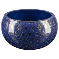 Schale Mocenigo, Muranoglas, Gold 24-Karat und Blau, Italien