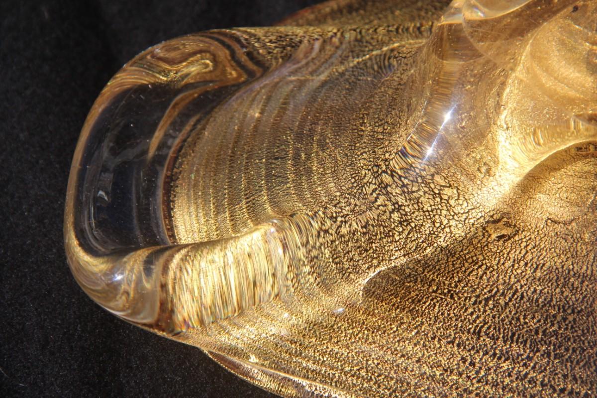 Ciotola Murano Barovier Zebrato 1950 Mid-Century Modern Italian Design Gold Powder in vendita 5