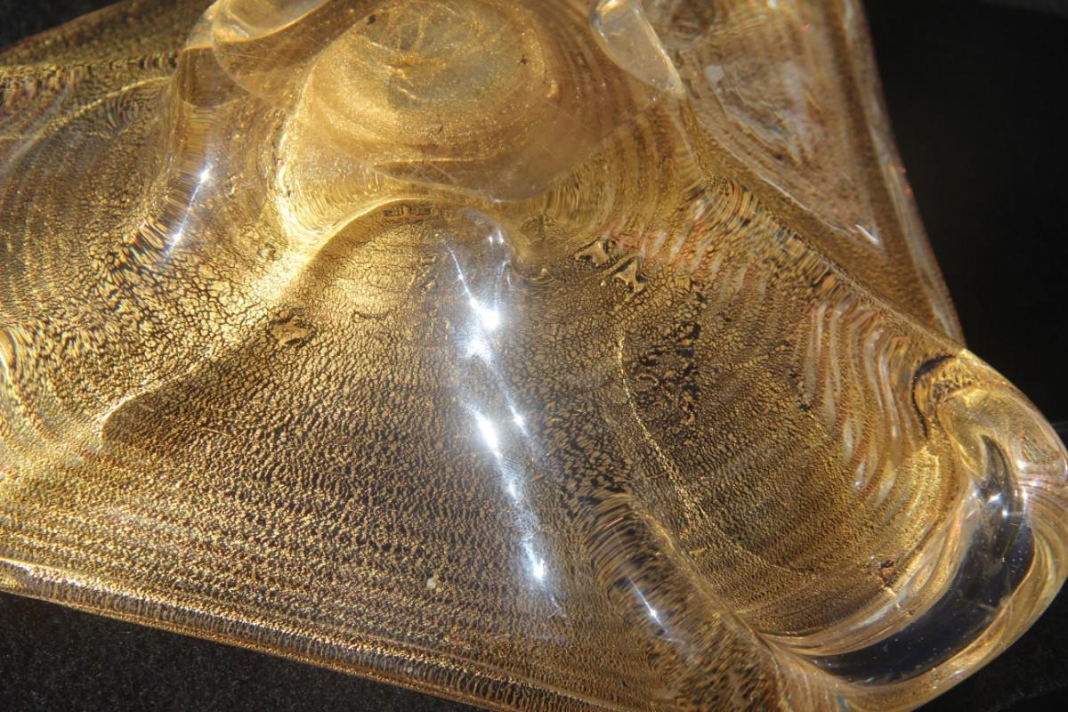 Ciotola Murano Barovier Zebrato 1950 Mid-Century Modern Italian Design Gold Powder in vendita 6