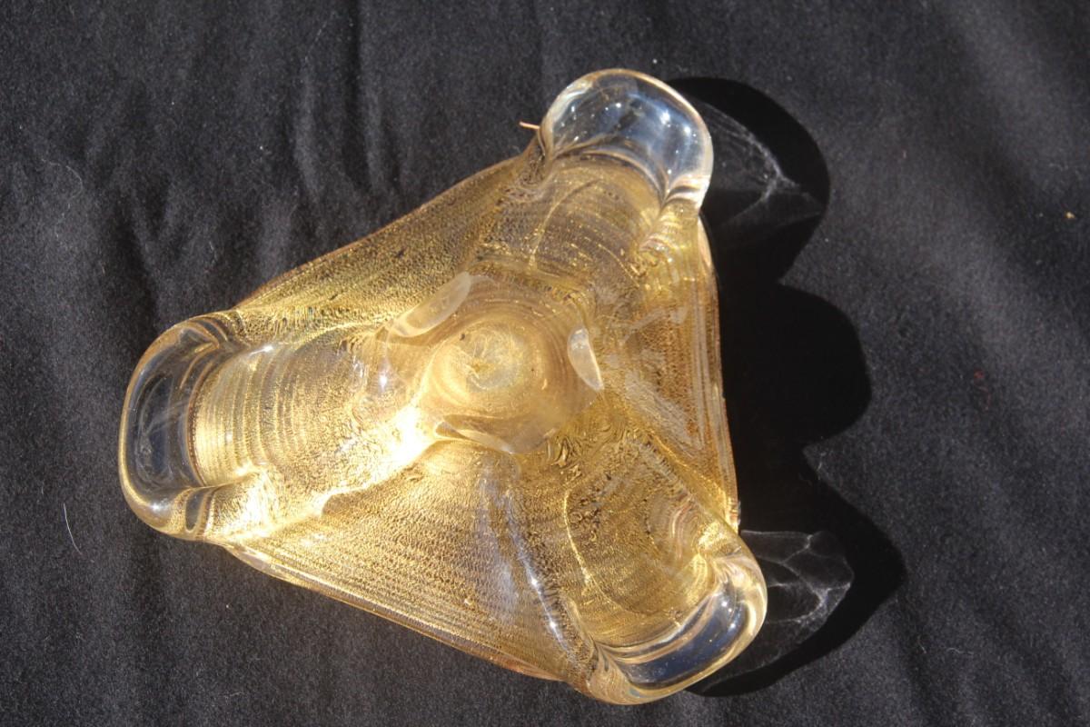 Ciotola Murano Barovier Zebrato 1950 Mid-Century Modern Italian Design Gold Powder in vendita 7