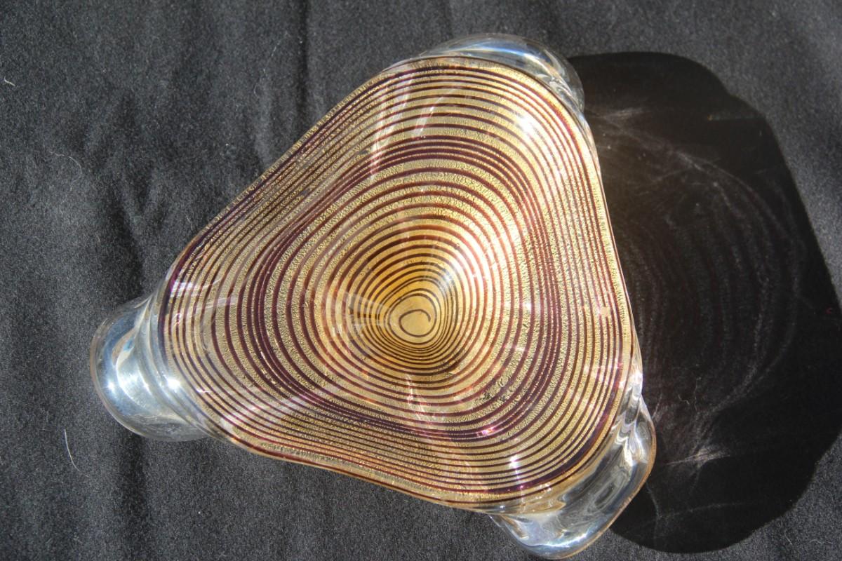Ciotola Murano Barovier Zebrato 1950 Mid-Century Modern Italian Design Gold Powder in vendita 8
