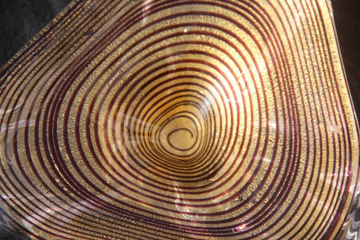 Ciotola Murano Barovier Zebrato 1950 Mid-Century Modern Italian Design Gold Powder in vendita 9