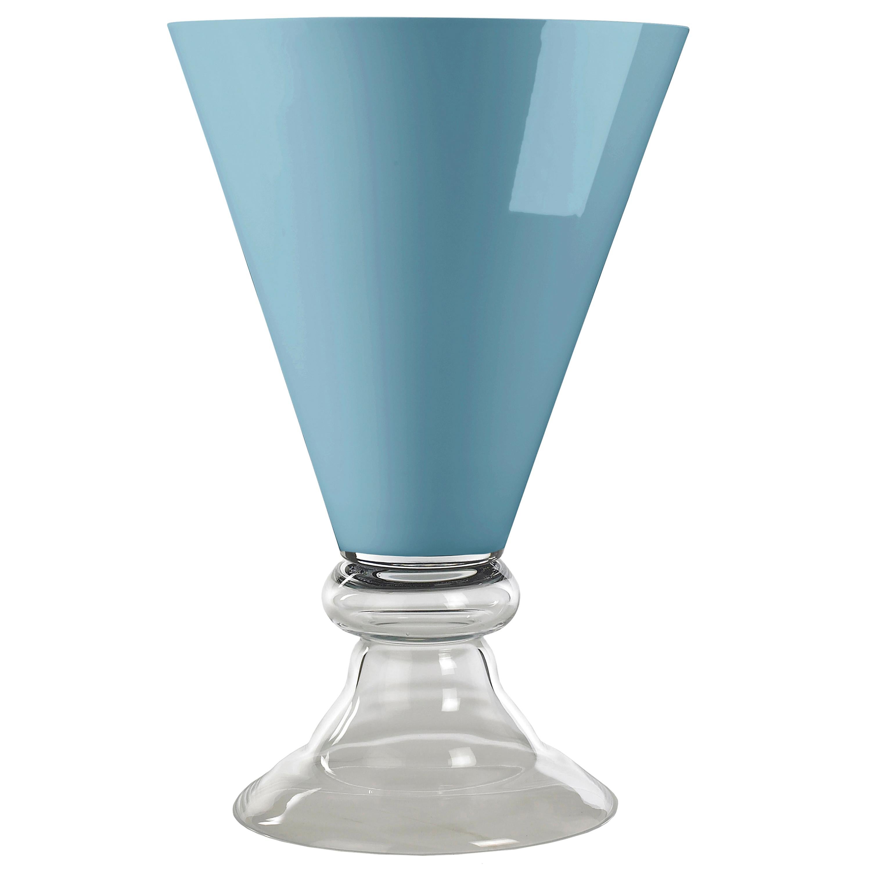 Bowl New Romantic, Purist Blue Color, 2020 Trend, in Glass, Italy