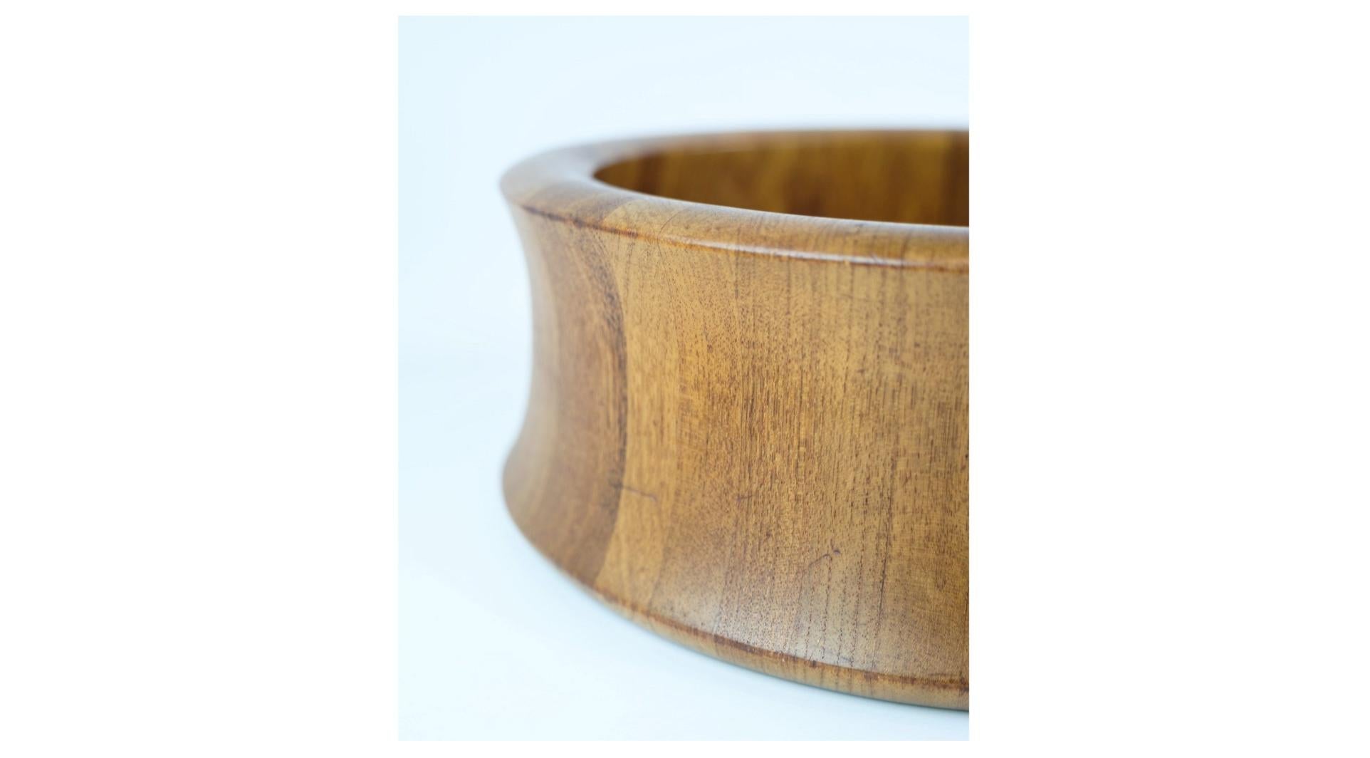 Danish Bowl Made In Teak Wood With A Stamp by Digsmed From 1960s For Sale