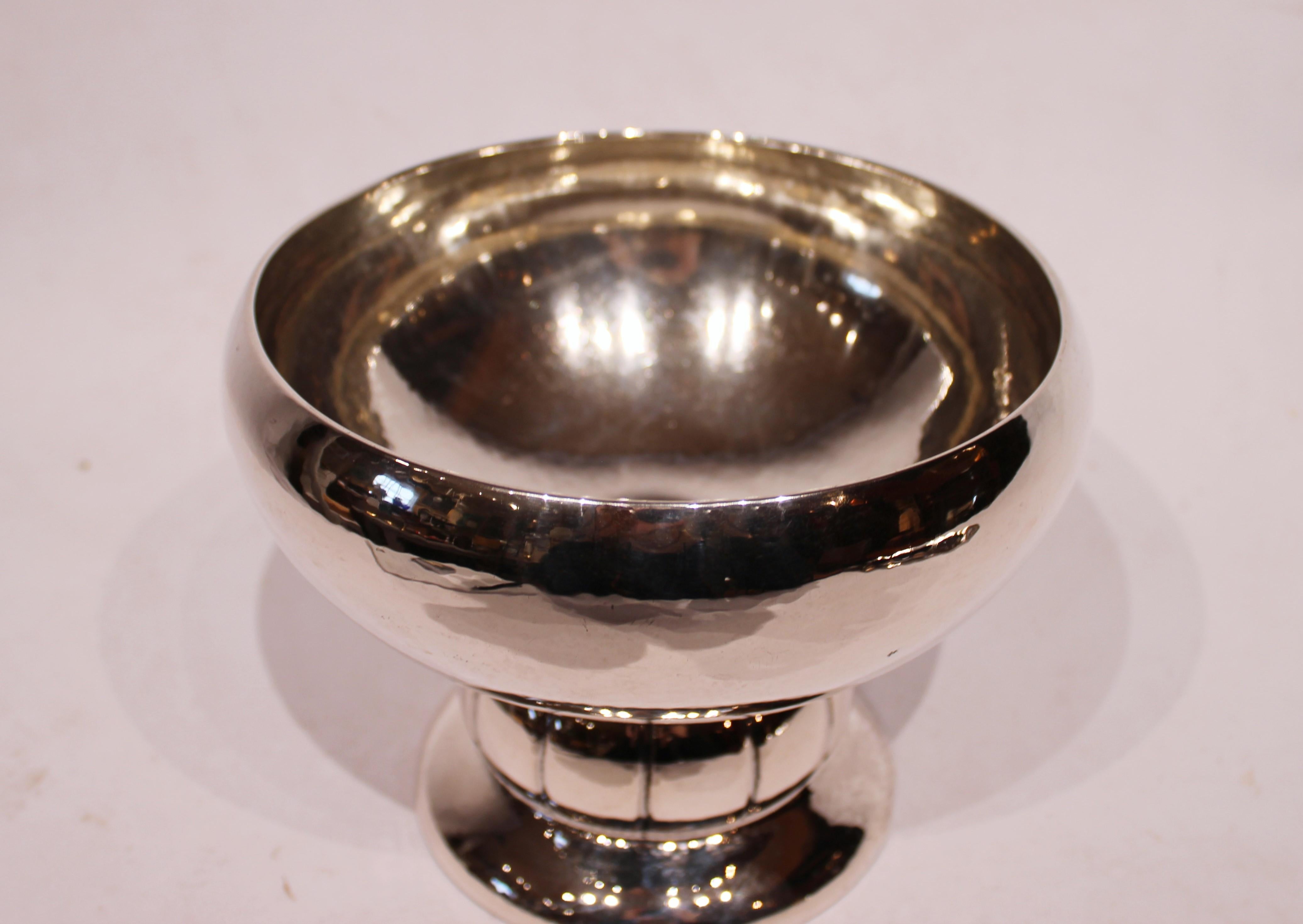 Danish Bowl on Foot of Hallmarked Silver and Simply Decorated For Sale
