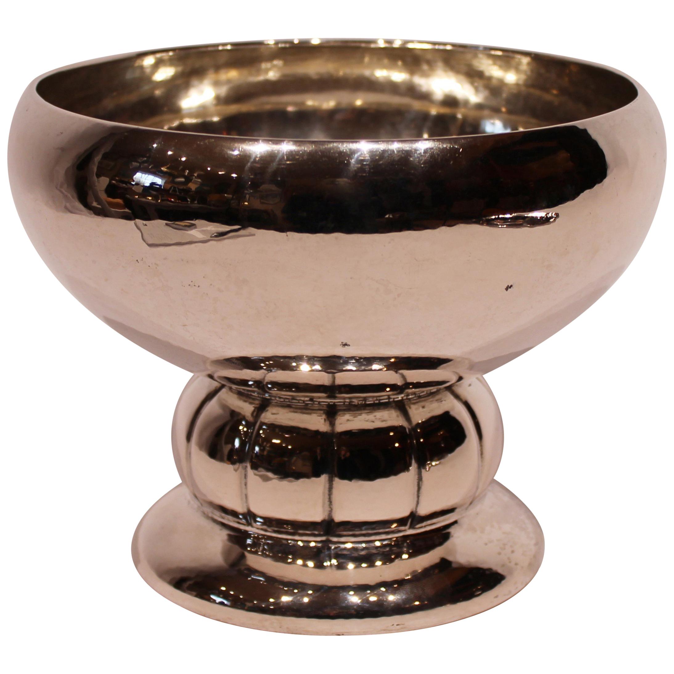 Bowl On Foot Made In Hallmarked Silver & Simply Decorated