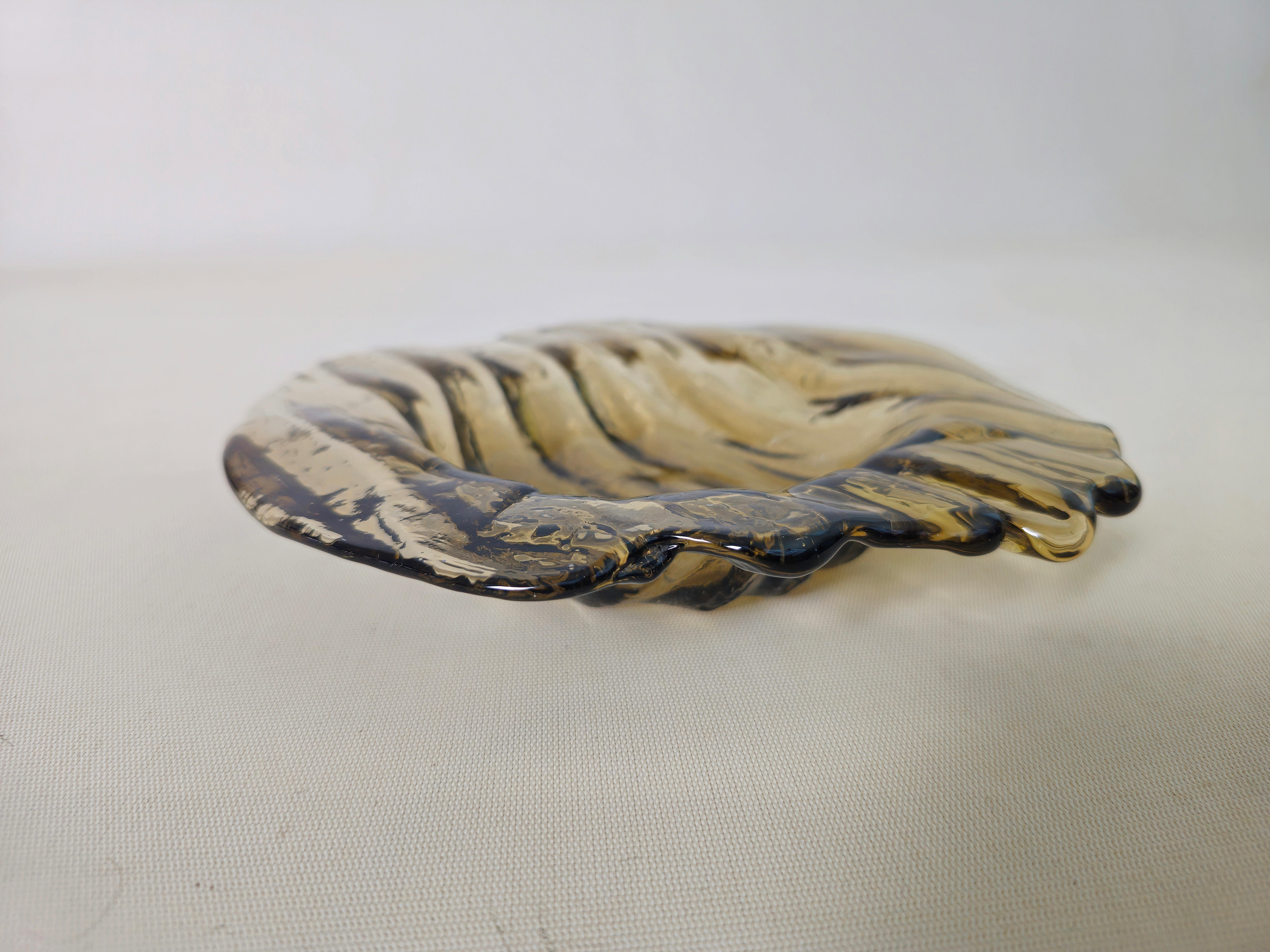 Bowl Pocket Emptier Murano Glass Amber Mid-Century Design Italian 70s In Good Condition For Sale In Palermo, IT