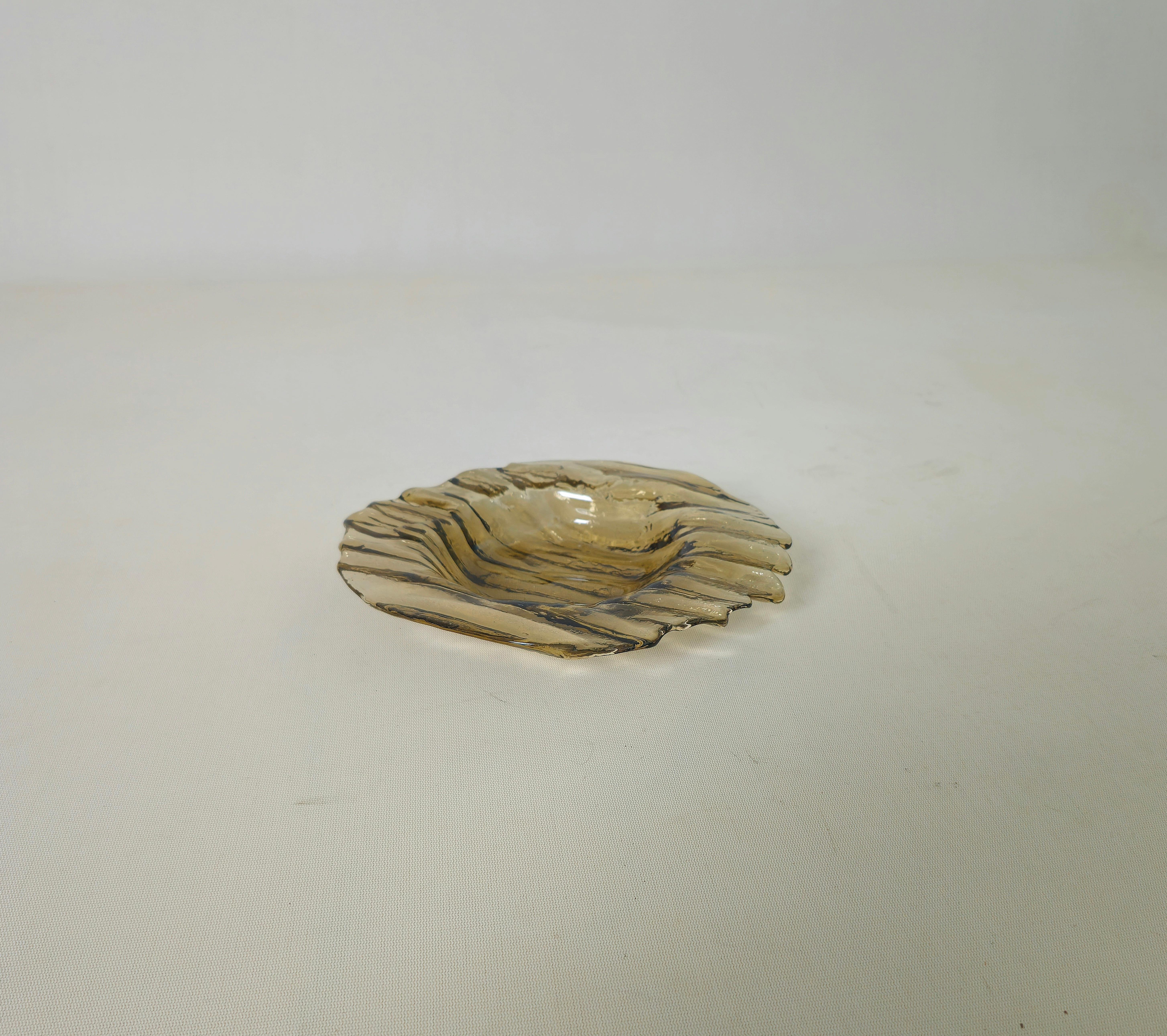 20th Century Bowl Pocket Emptier Murano Glass Amber Mid-Century Design Italian 70s For Sale