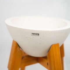 Bowl pot on solid wood pedestal stand