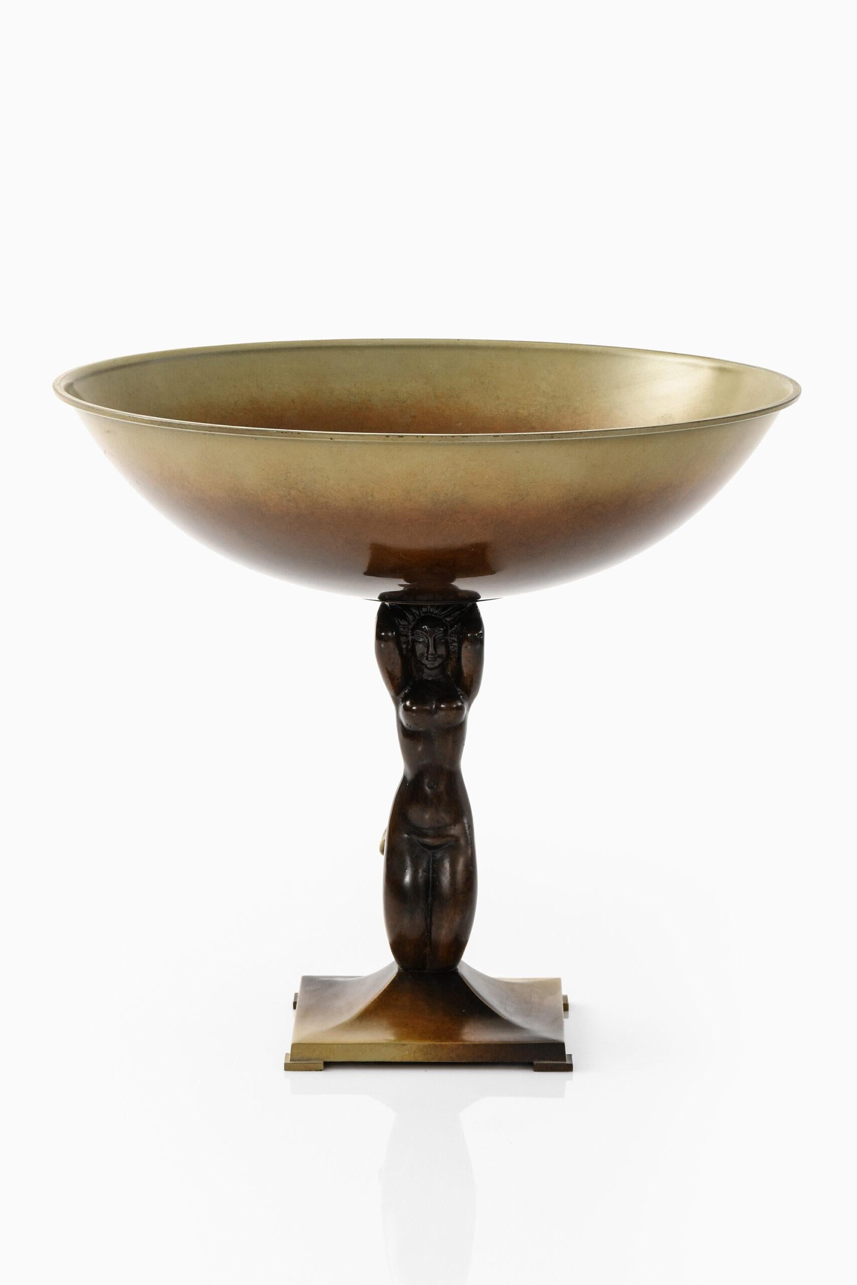 Large decorative bowl by unknown designer. Produced by Ystad Metall in Sweden.