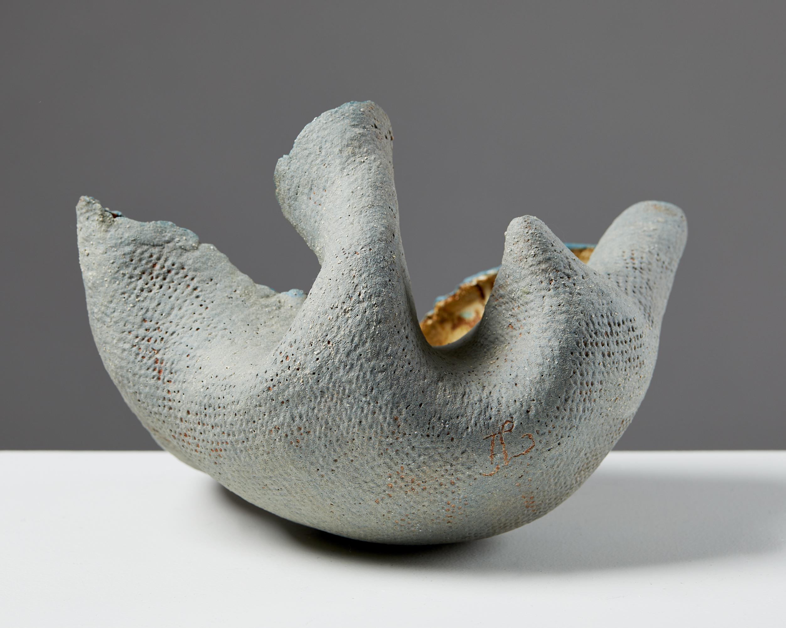 Ceramic Bowl/Sculpture Designed by Tyra Lundgren, Sweden, 1950's