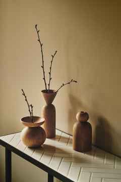 Bowl Shape Black Stained Oak Vase by Applicata