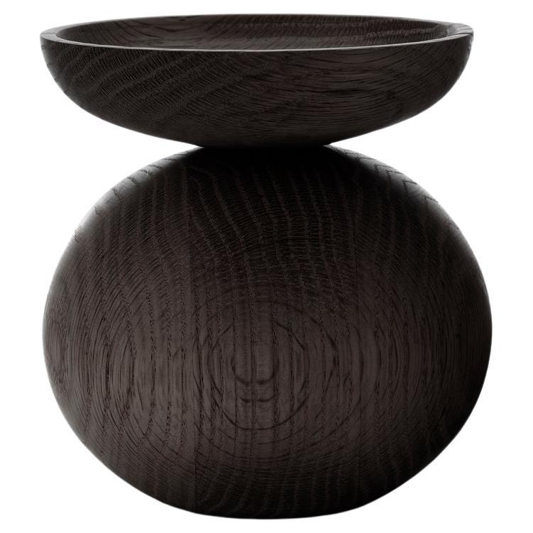 Bowl Shape Black Stained Oak Vase by Applicata For Sale