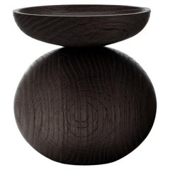 Bowl Shape Black Stained Oak Vase by Applicata