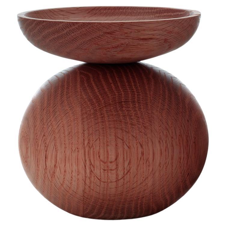 Bowl Shape Smoked Oak Vase by Applicata For Sale
