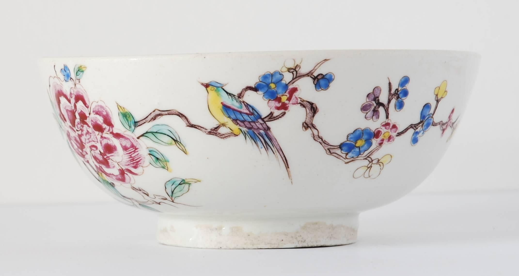English Bowl with Chinoiserie Decoration, Bow Porcelain Factory, circa 1752 For Sale