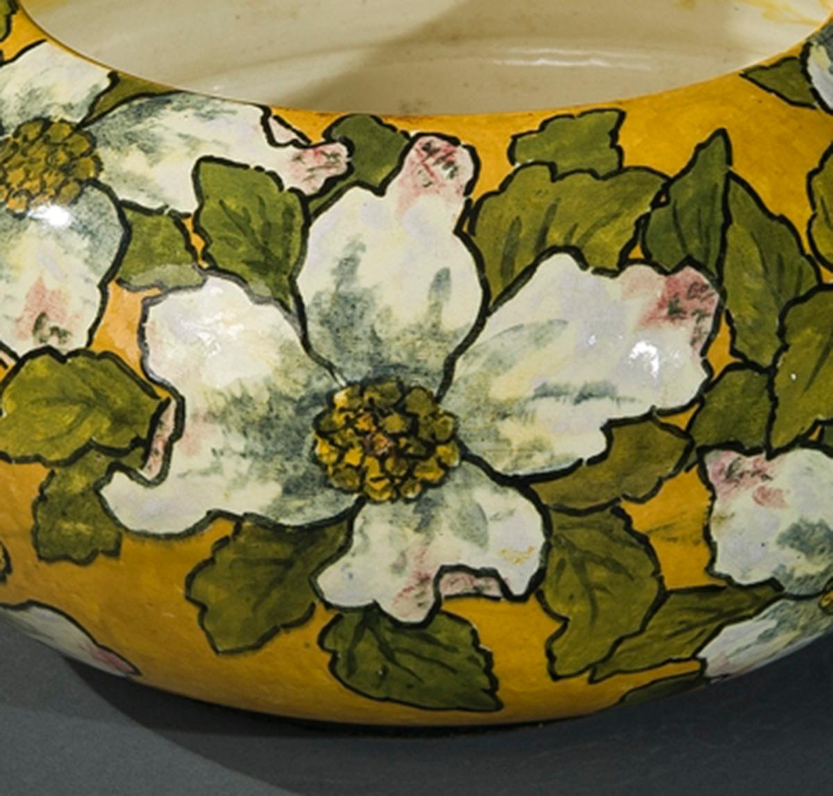 Aesthetic Movement Bowl with Dogwood Blossoms For Sale
