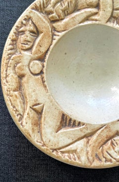 "Bowl with Female Nudes, " Rare, Striking Art Deco Bowl by Cazaux, French Master