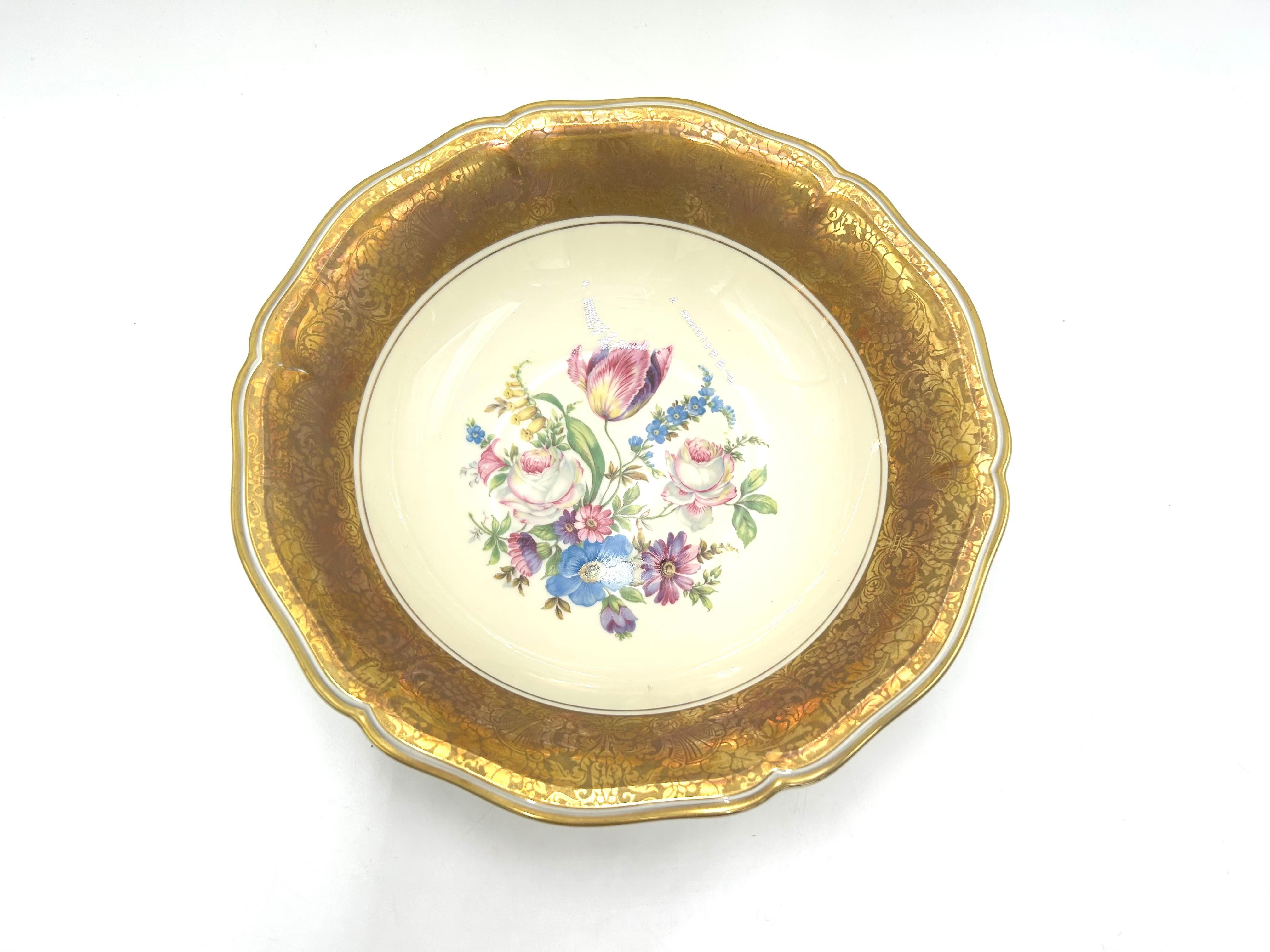 Mid-20th Century Bowl with Gilding, Rosenthal Chippendale, Germany, 1940s For Sale