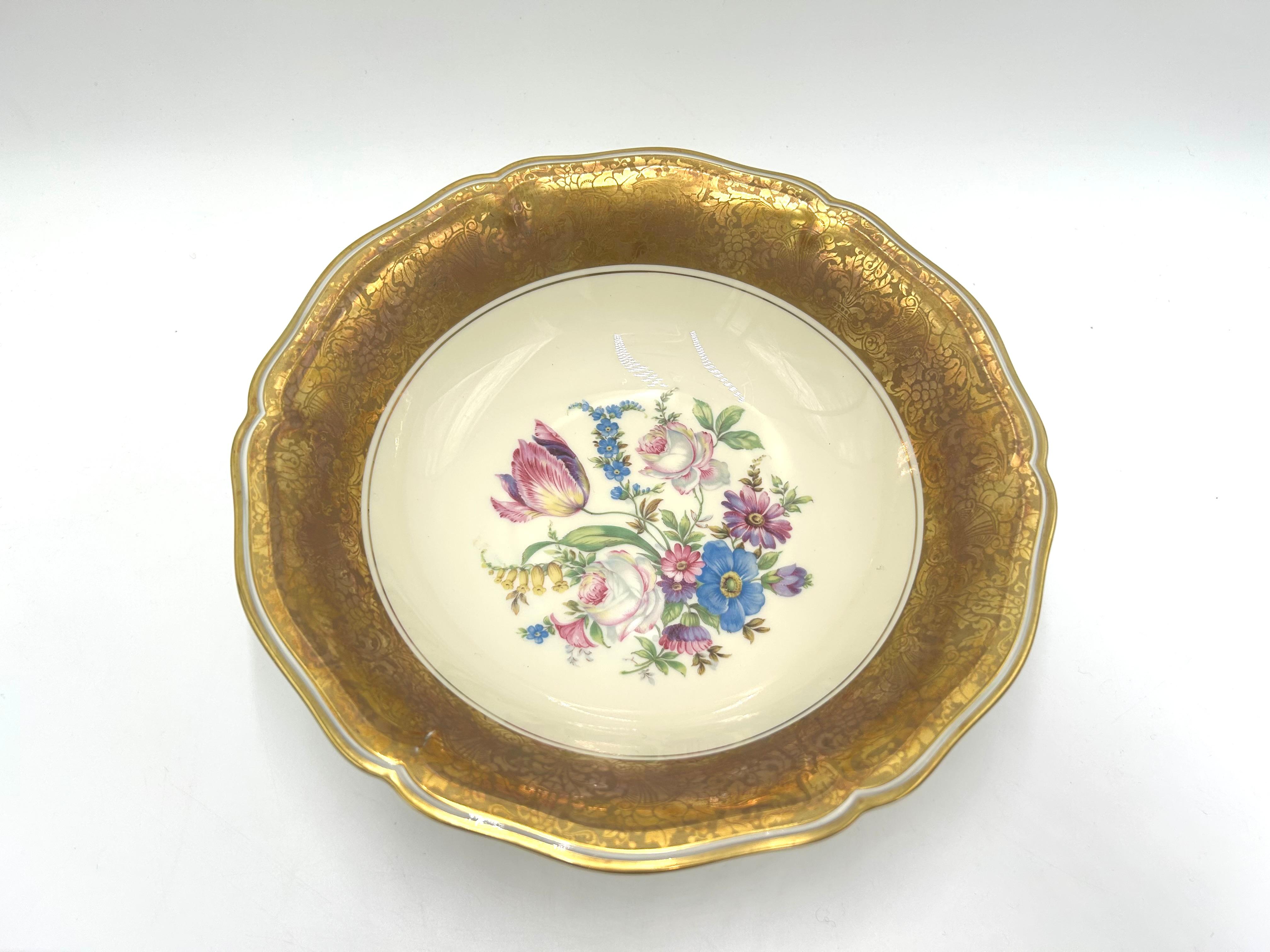 Porcelain Bowl with Gilding, Rosenthal Chippendale, Germany, 1940s For Sale