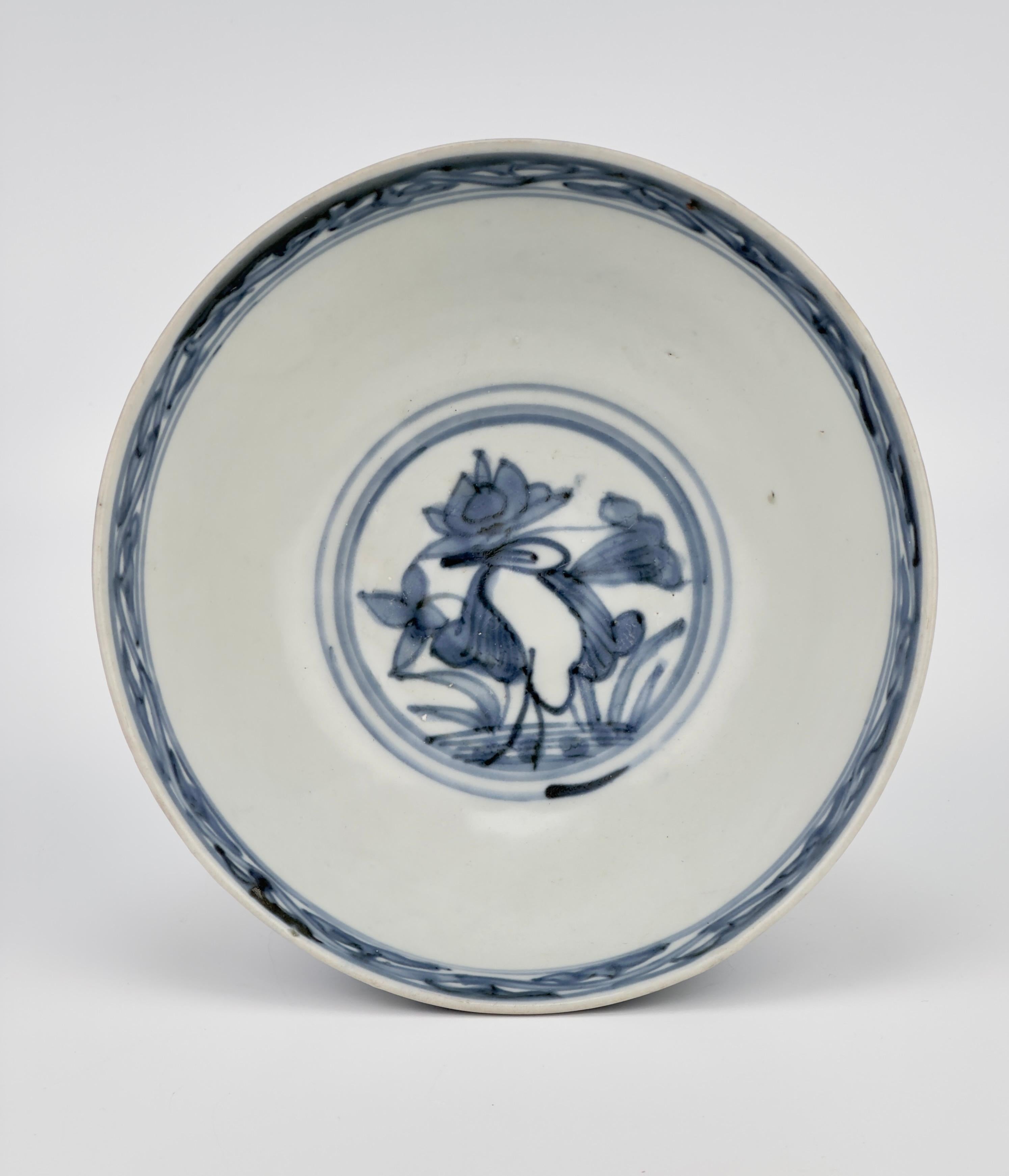 18th Century and Earlier Bowl with mandarin duck and lotus pattern design, Late Ming Era(16-17th century) For Sale