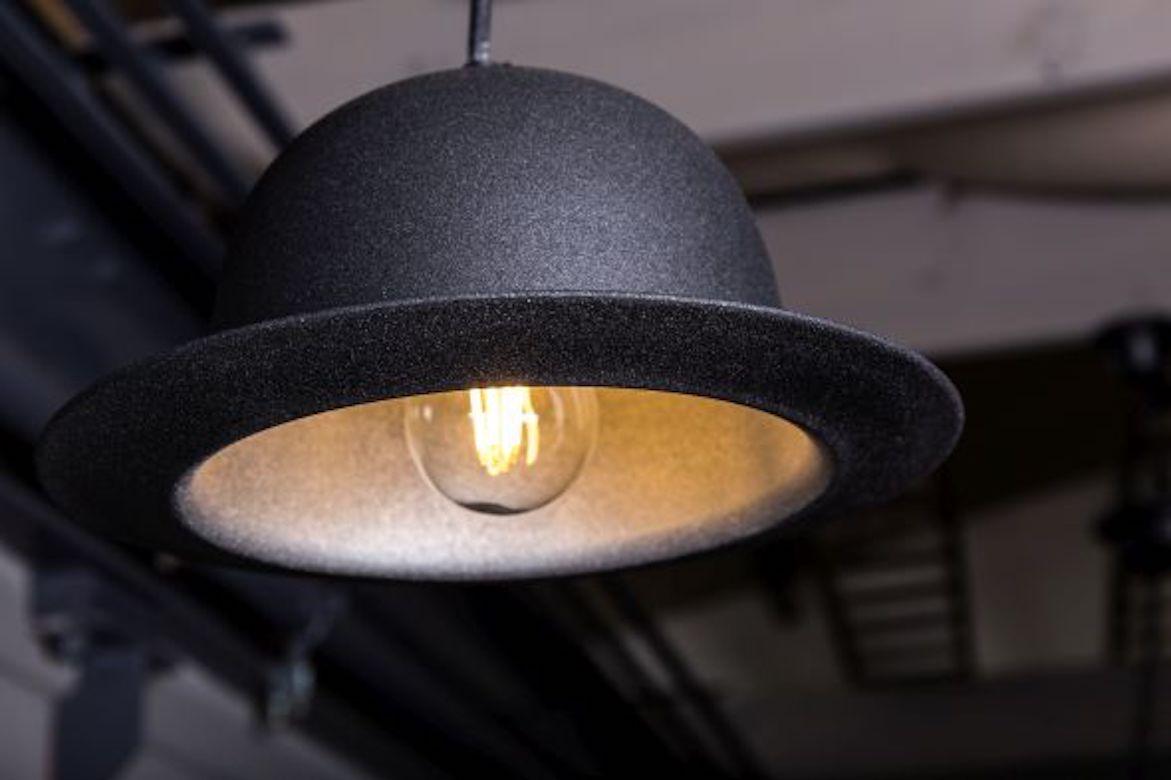Metal Bowler Hat Pendant Light, 20th Century For Sale