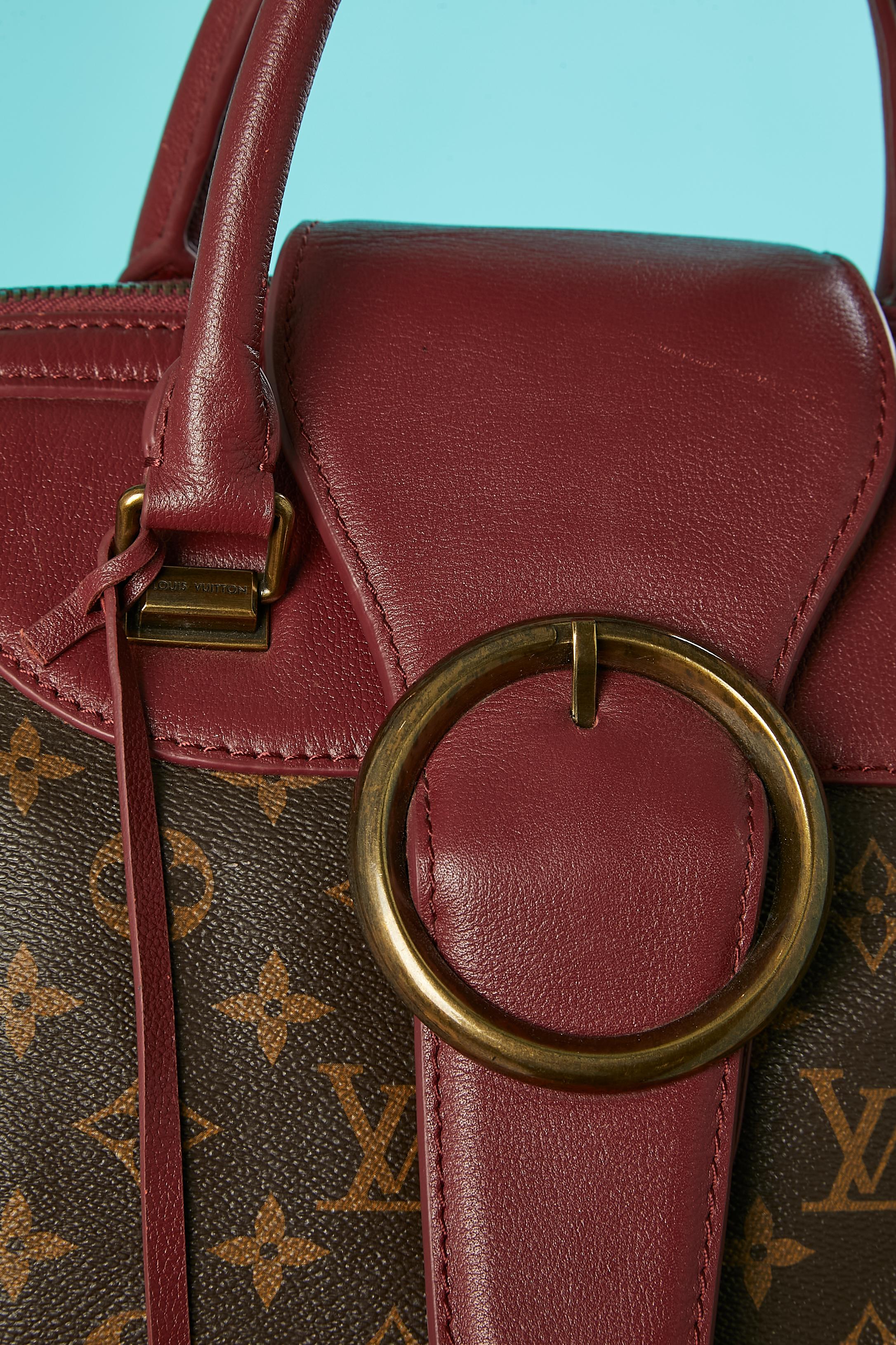 Brown Bowling bag with monogram and burgundy leather Louis Vuitton 2011-2012 For Sale