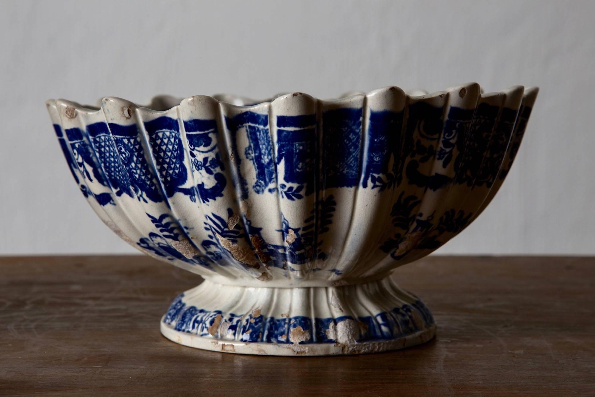 Glazed Bowls Two Swedish Rörstrand Porcelain 19th Century Blue and White, Sweden