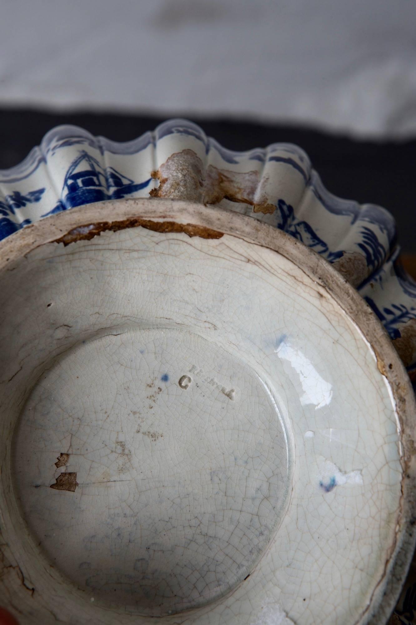 Bowls Two Swedish Rörstrand Porcelain 19th Century Blue and White, Sweden 1