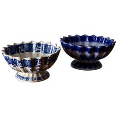 Bowls Two Swedish Rörstrand Porcelain 19th Century Blue and White, Sweden