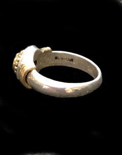 18 Karat and Sterling Sapphire Gemstone Ring with Straps