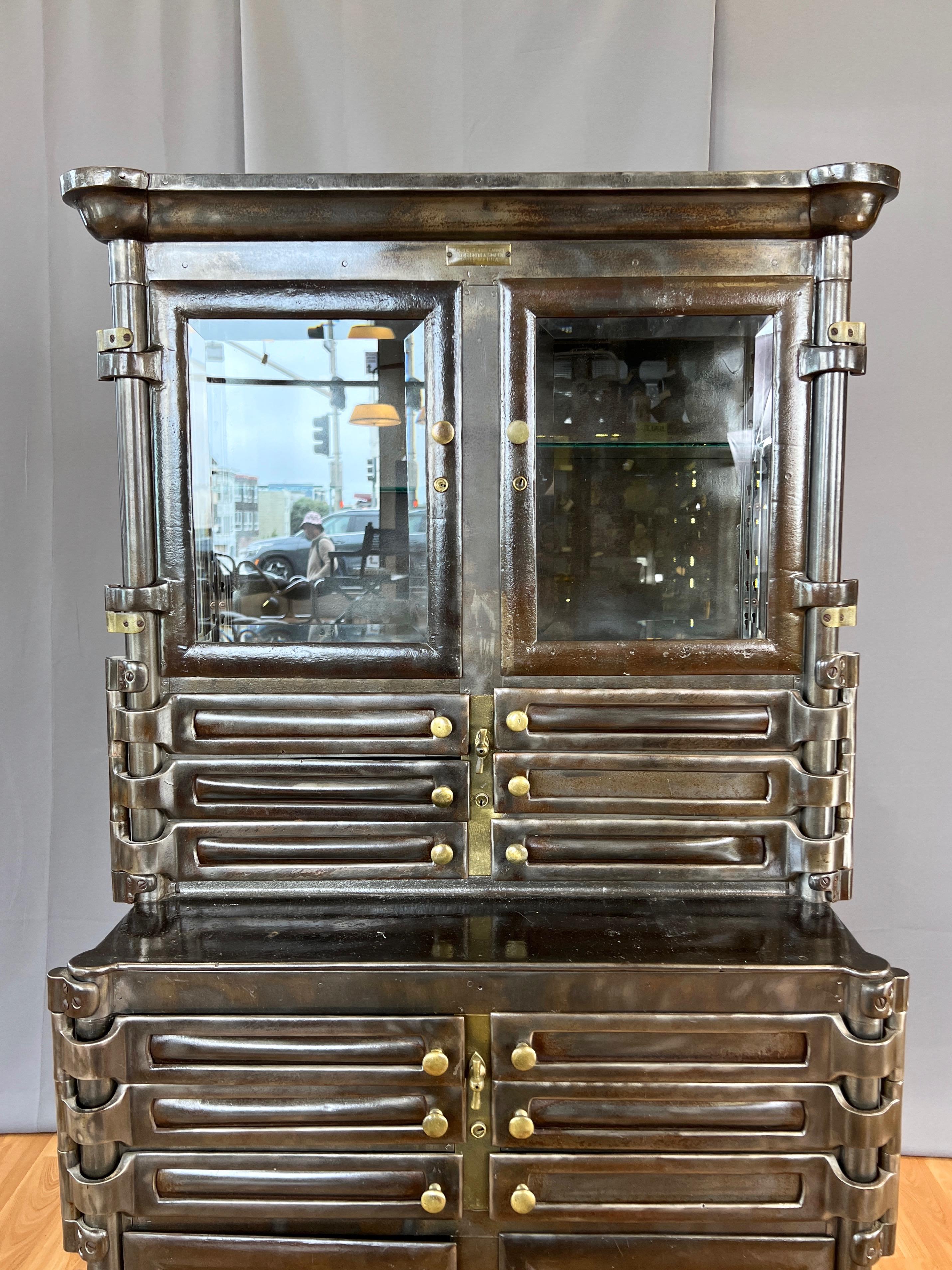 An exceptional and scarce 1909 twelve-drawer, four-door Bown steel and brass “Aseptic” dental cabinet by Lee S. Smith & Son.

Considered by collectors to be the ne plus ultra of antique dental cabinets, it would also serve perfectly—and perhaps once