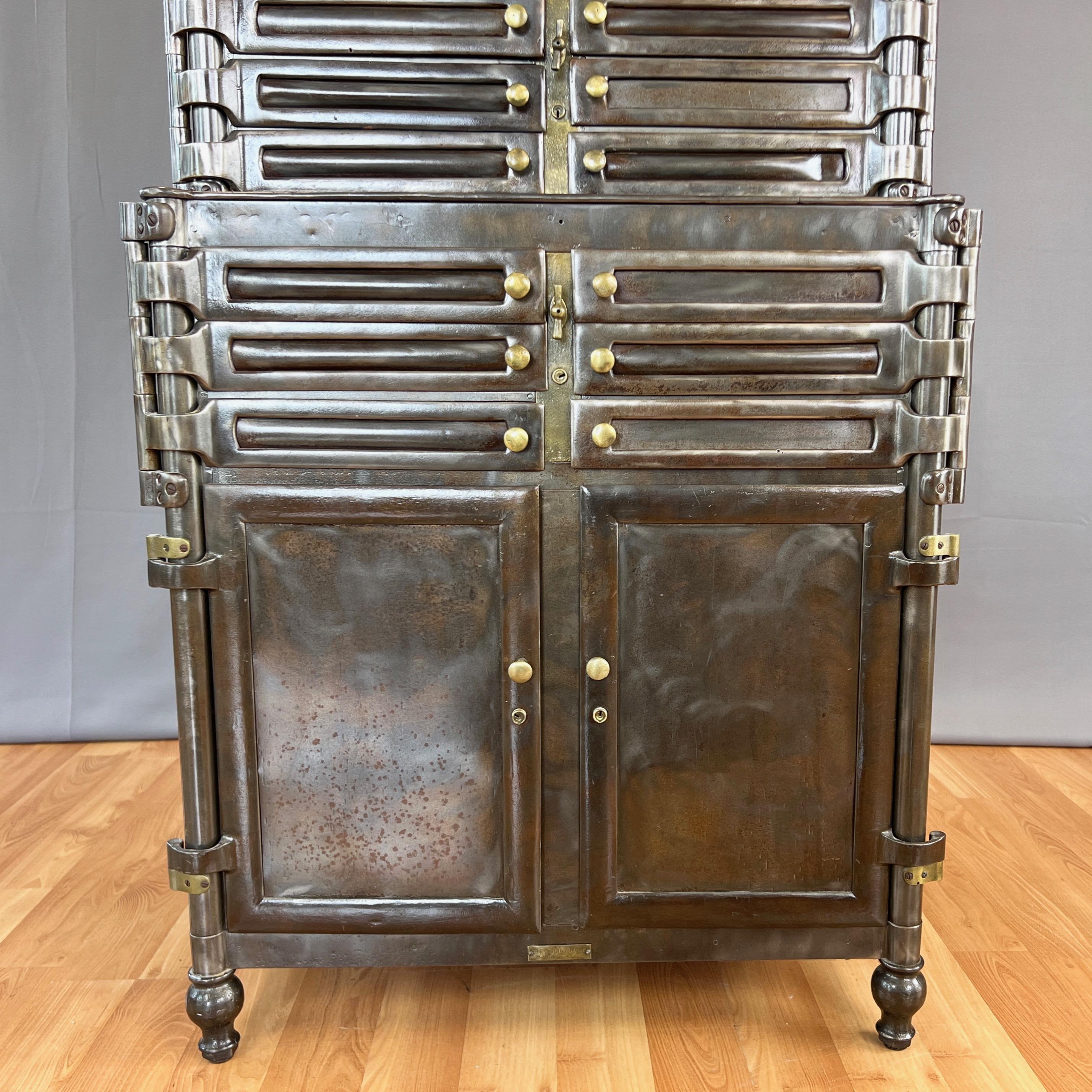 Industrial Bown Steel Aseptic Dental Cabinet by Lee S. Smith & Son w/ Twelve Drawers, 1909