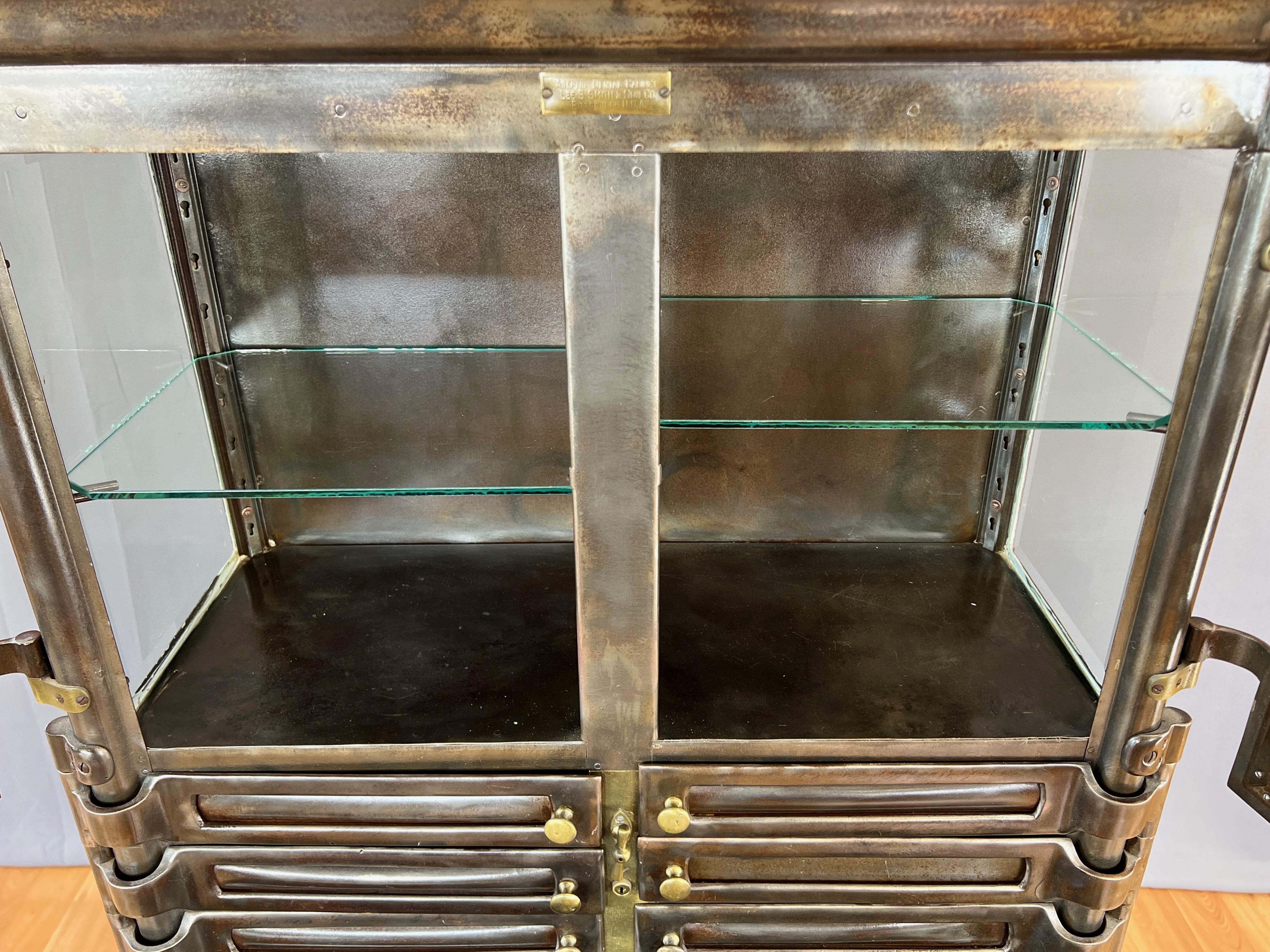Early 20th Century Bown Steel Aseptic Dental Cabinet by Lee S. Smith & Son w/ Twelve Drawers, 1909