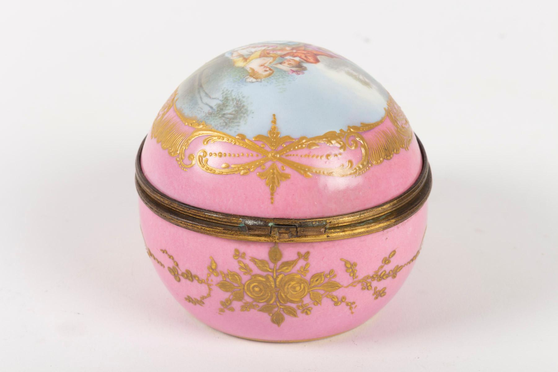 Late 19th Century Box, 19th Century, Napoleon III Period, Porcelain and Brass Mounting