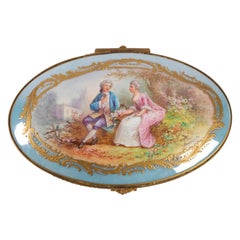 Box, 19th Century, Napoleon III Period, Porcelain and Brass Mounting