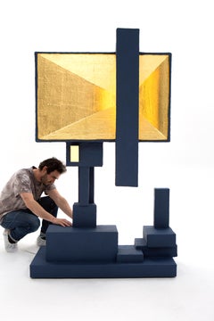 Box-2 Standing lamp, a huge lamp made from recycled cardboard boxes