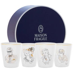 Box of 4 Porcelain Mug and Gold French Parisian Style
