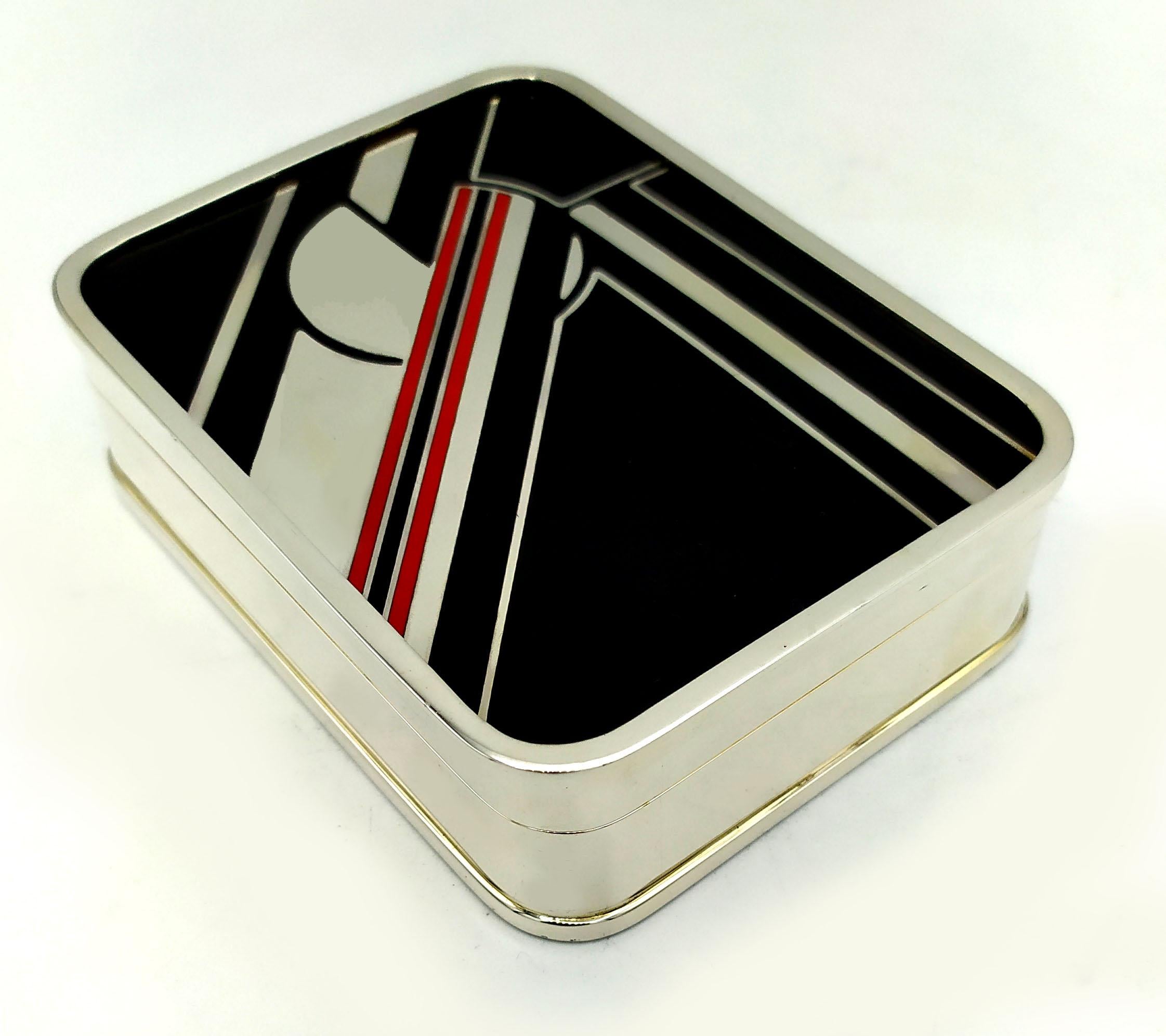 Italian Box Black Red and White Art Deco style designed for Cartier USA Salimbeni  For Sale