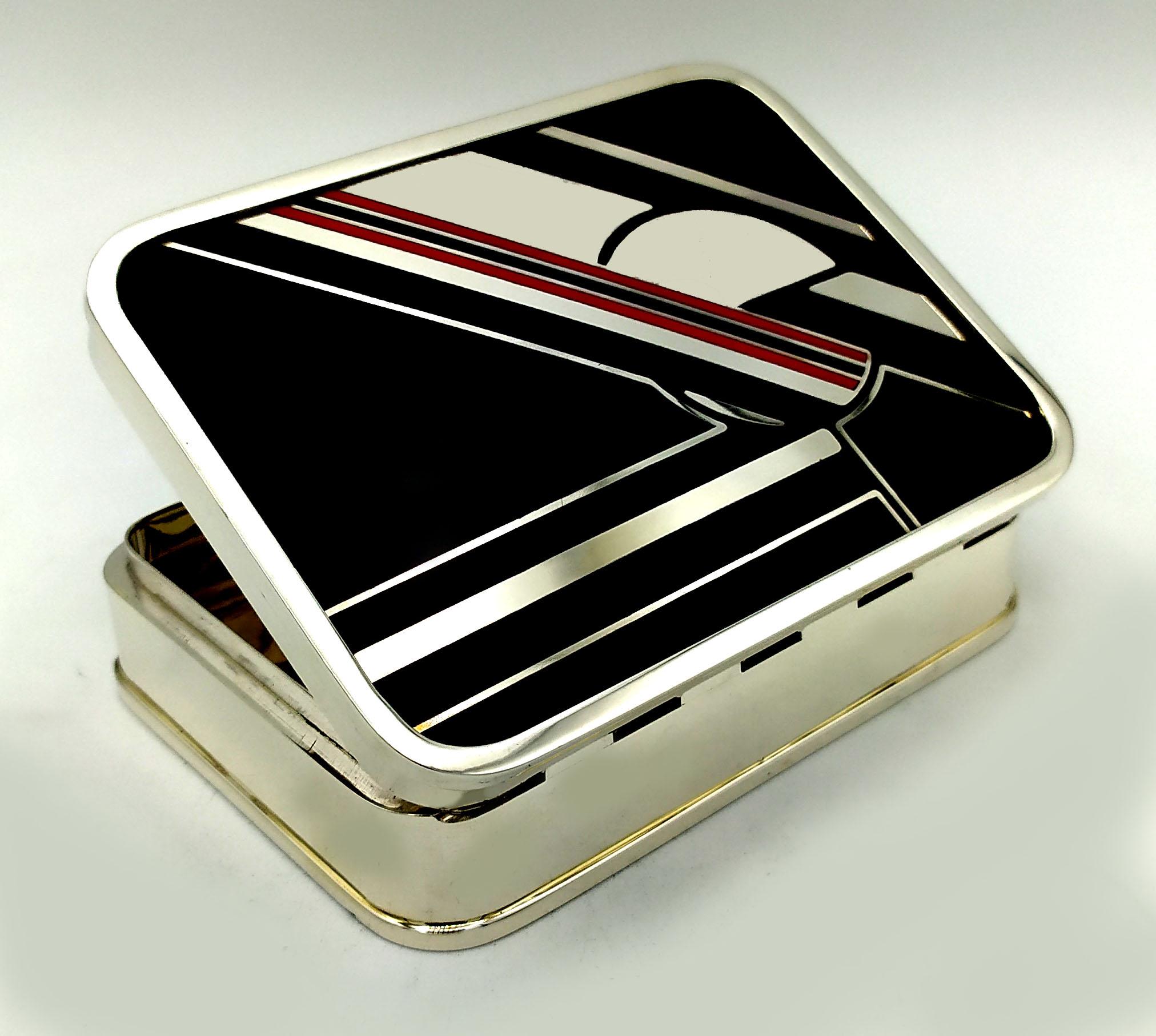 Late 20th Century Box Black Red and White Art Deco style designed for Cartier USA Salimbeni  For Sale