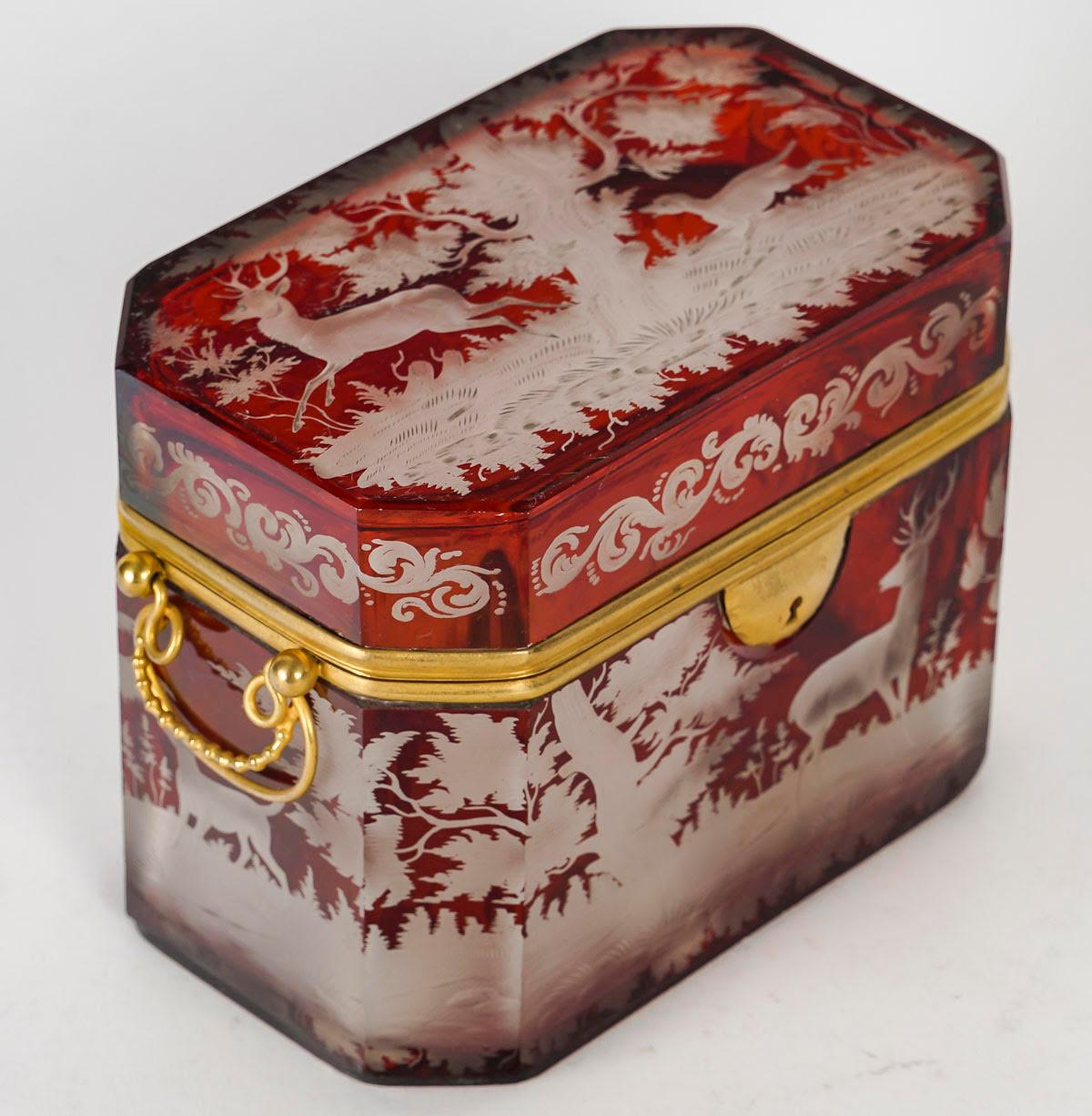 French Box, Bohemian Crystal Box, 19th Century, Napoleon III Period. For Sale