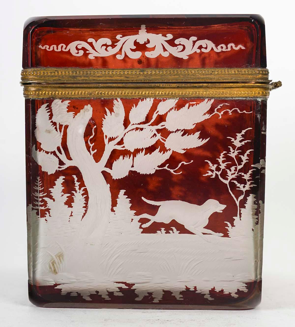 Box, Bohemian Crystal Box, 19th Century, Napoleon III Period. For Sale 2