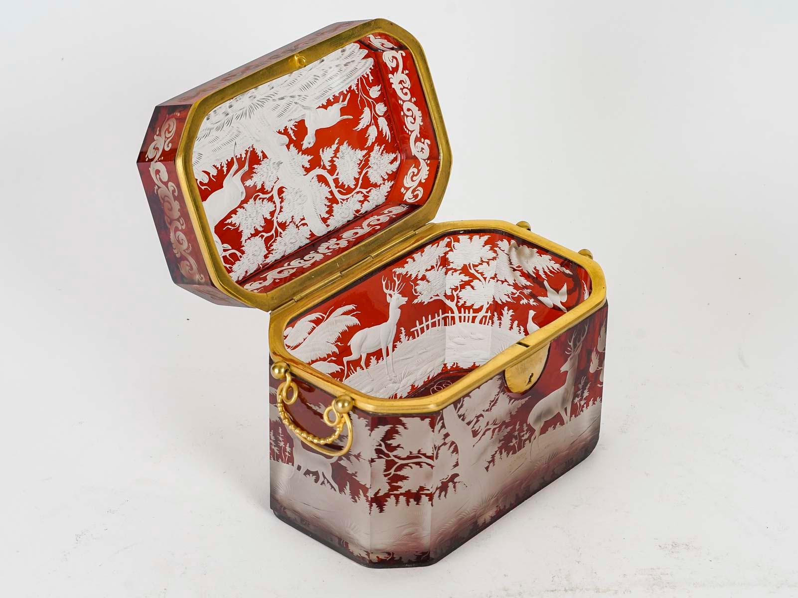 Box, Bohemian Crystal Box, 19th Century, Napoleon III Period. For Sale 4